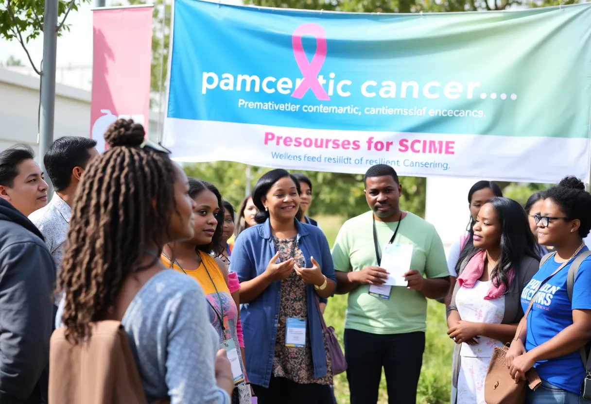 Community health awareness event featuring educational materials on pancreatic cancer.