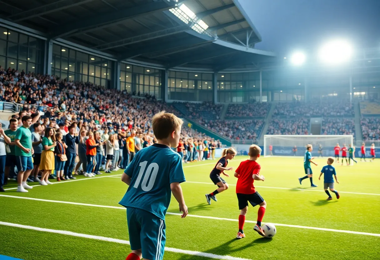 Young athletes competing at the Pop Warner Super Bowl