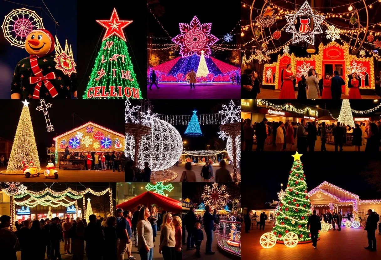 Collage of festive southern events in December