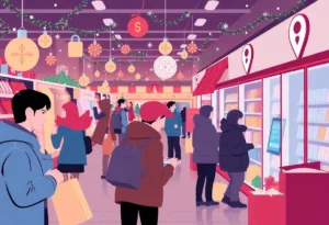 Consumers shopping during the holiday season with a focus on safety and security against scams.