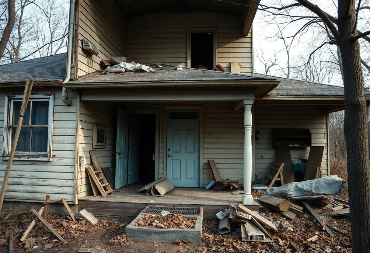 Dilapidated house representing neglect and poor living conditions.