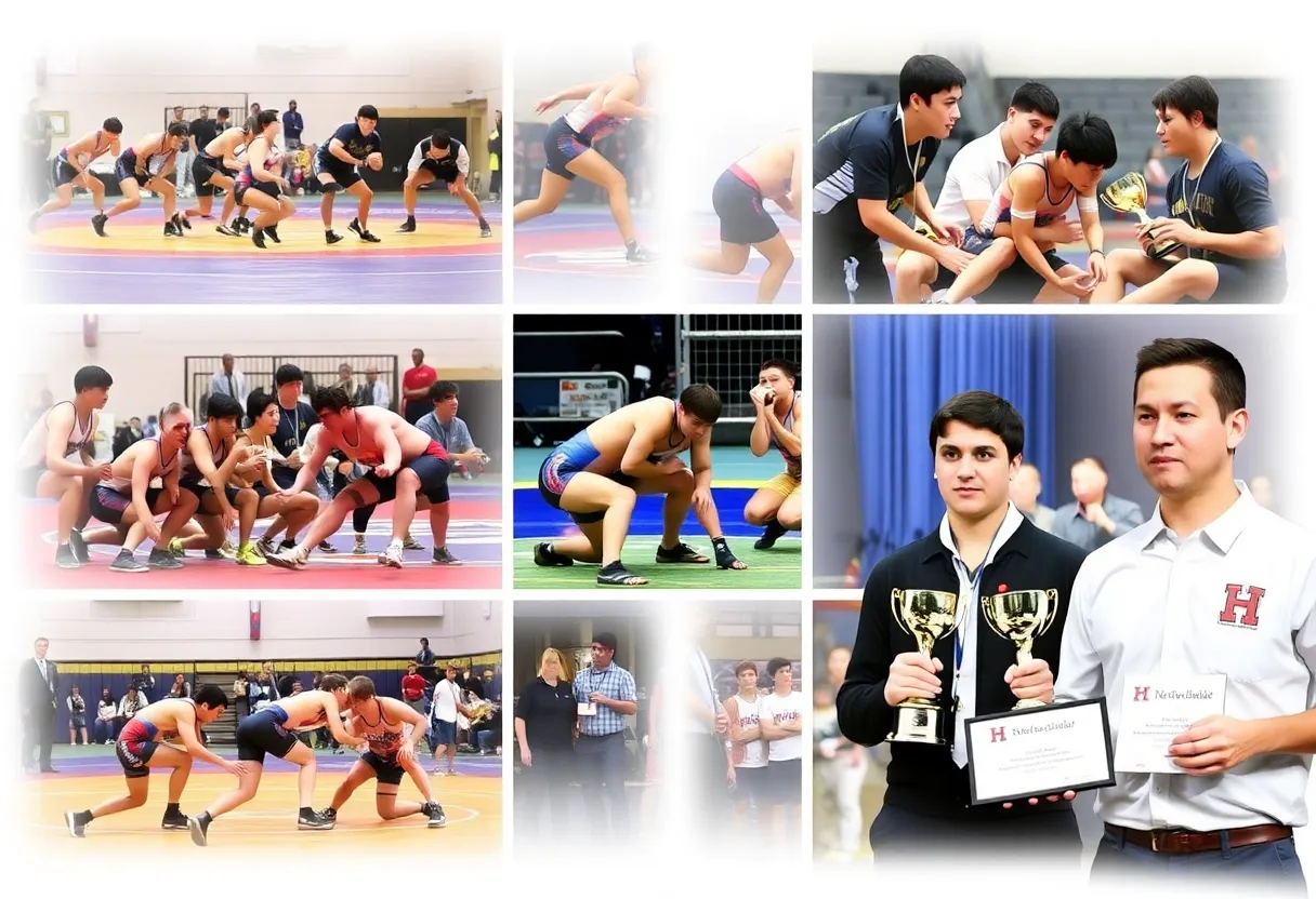 Image of ACC wrestlers competing on the mat.