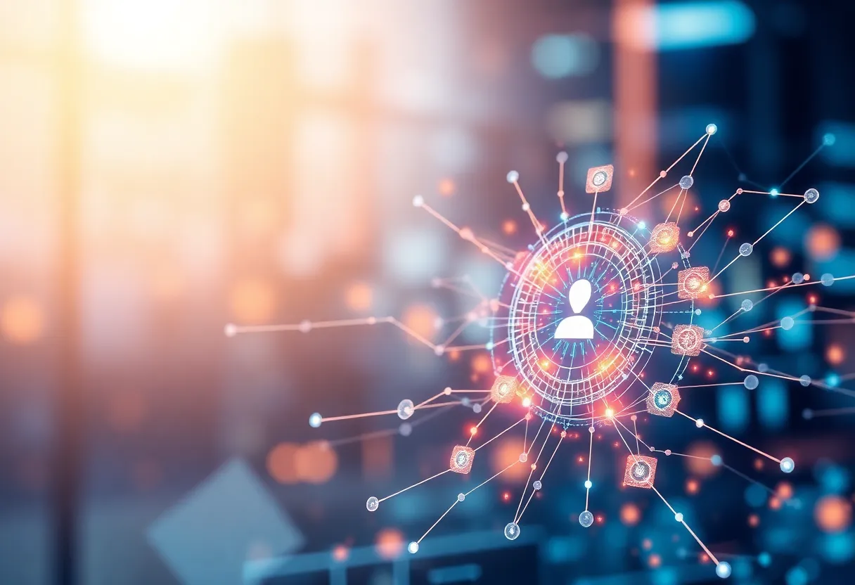 Abstract representation of innovation and AI in business