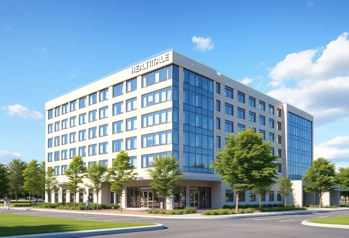 Architectural rendering of Atrium Health's new hospital in Charlotte