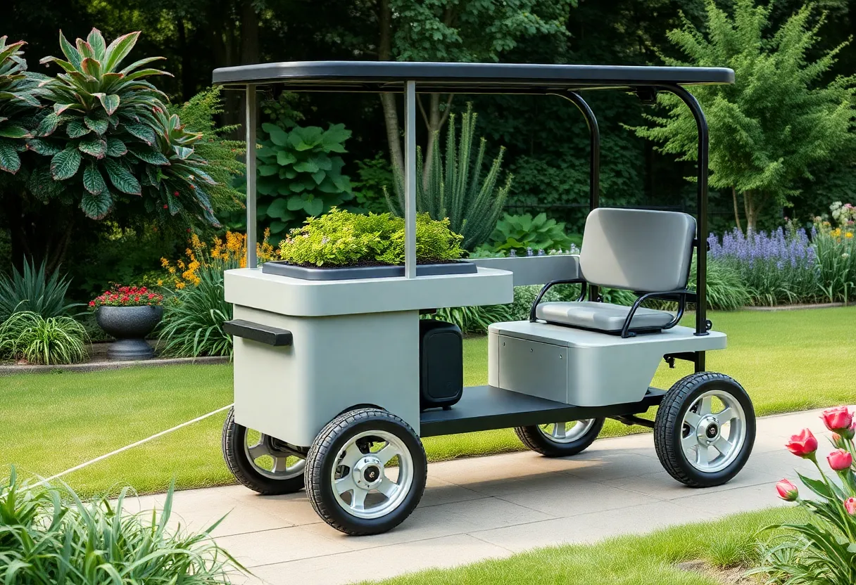 Innovative garden cart with motorized watering system