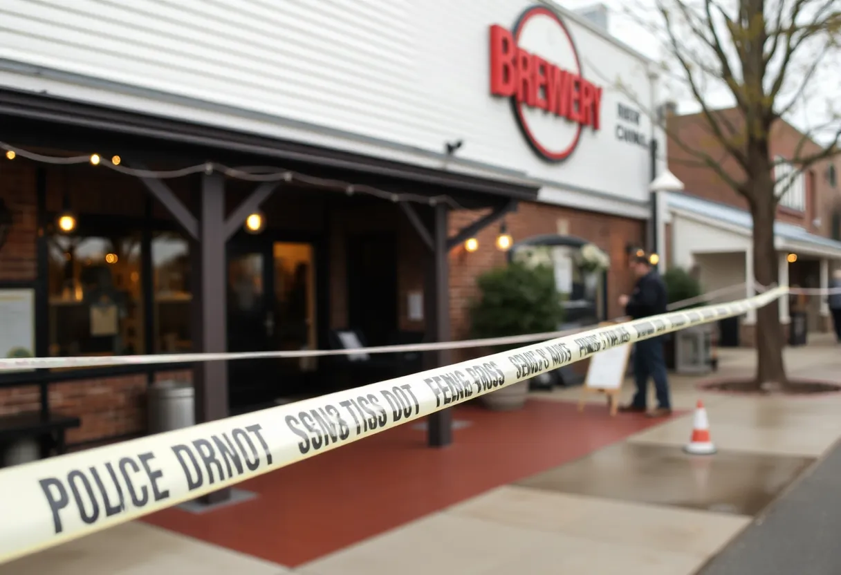 Brewery with police tape around it