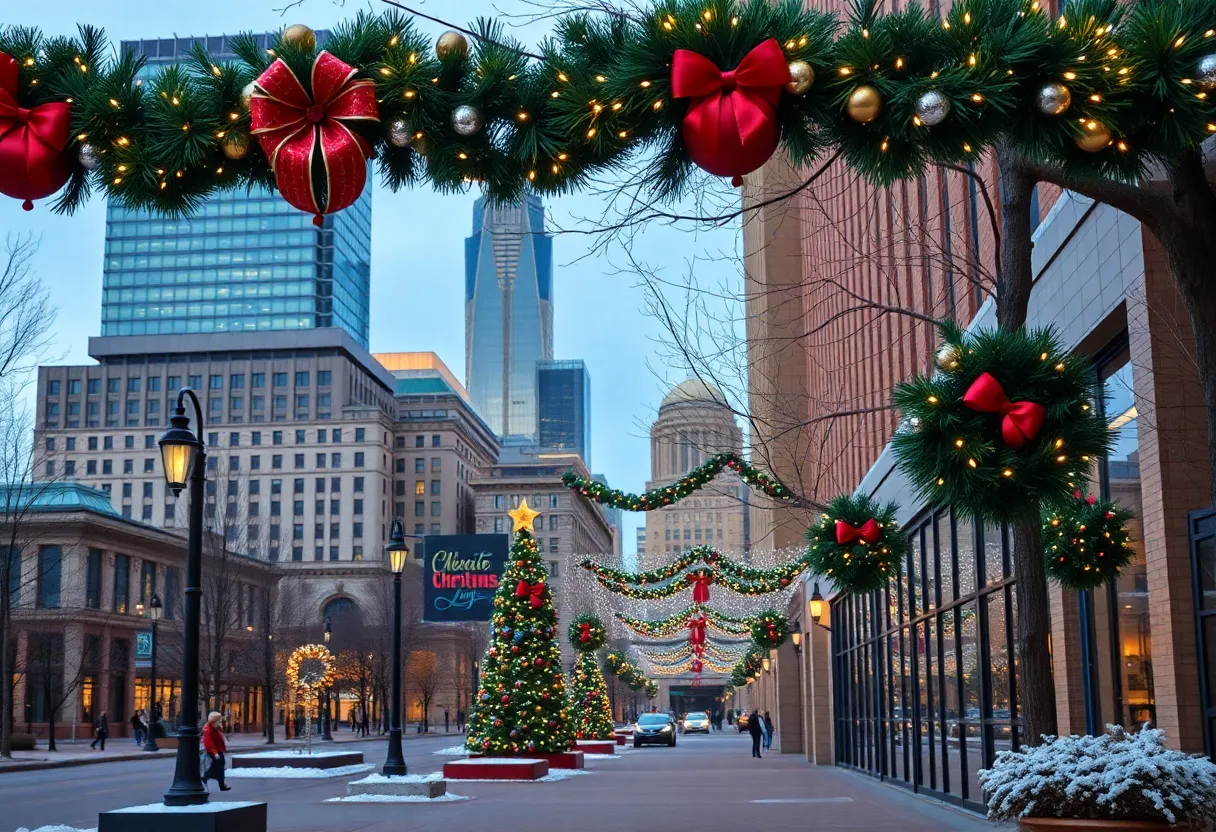 Charlotte, North Carolina Christmas scenery with no snow.