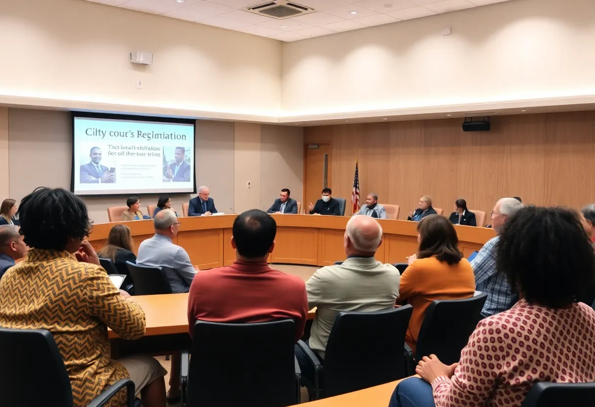 City council meeting in Charlotte with community engagement