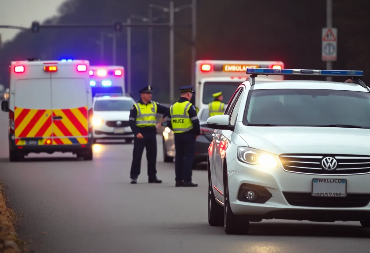 Emergency responders at the scene of a vehicle collision in Charlotte