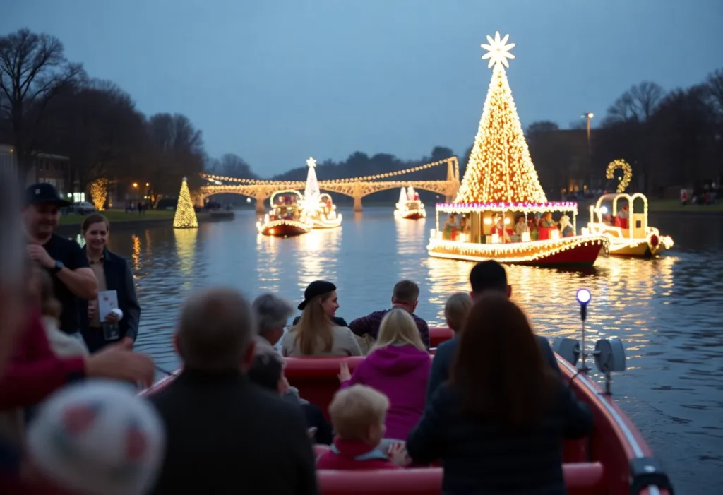 Festive community events in Charlotte with holiday lights