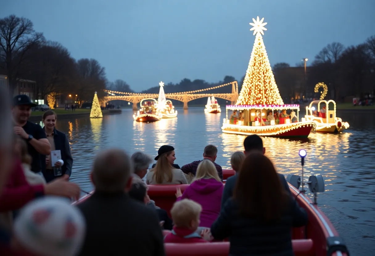 Festive community events in Charlotte with holiday lights