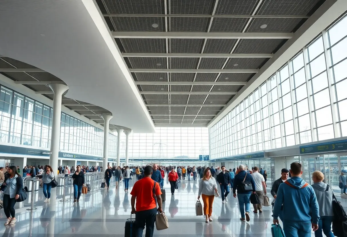 Busy terminal at Charlotte Douglas International Airport