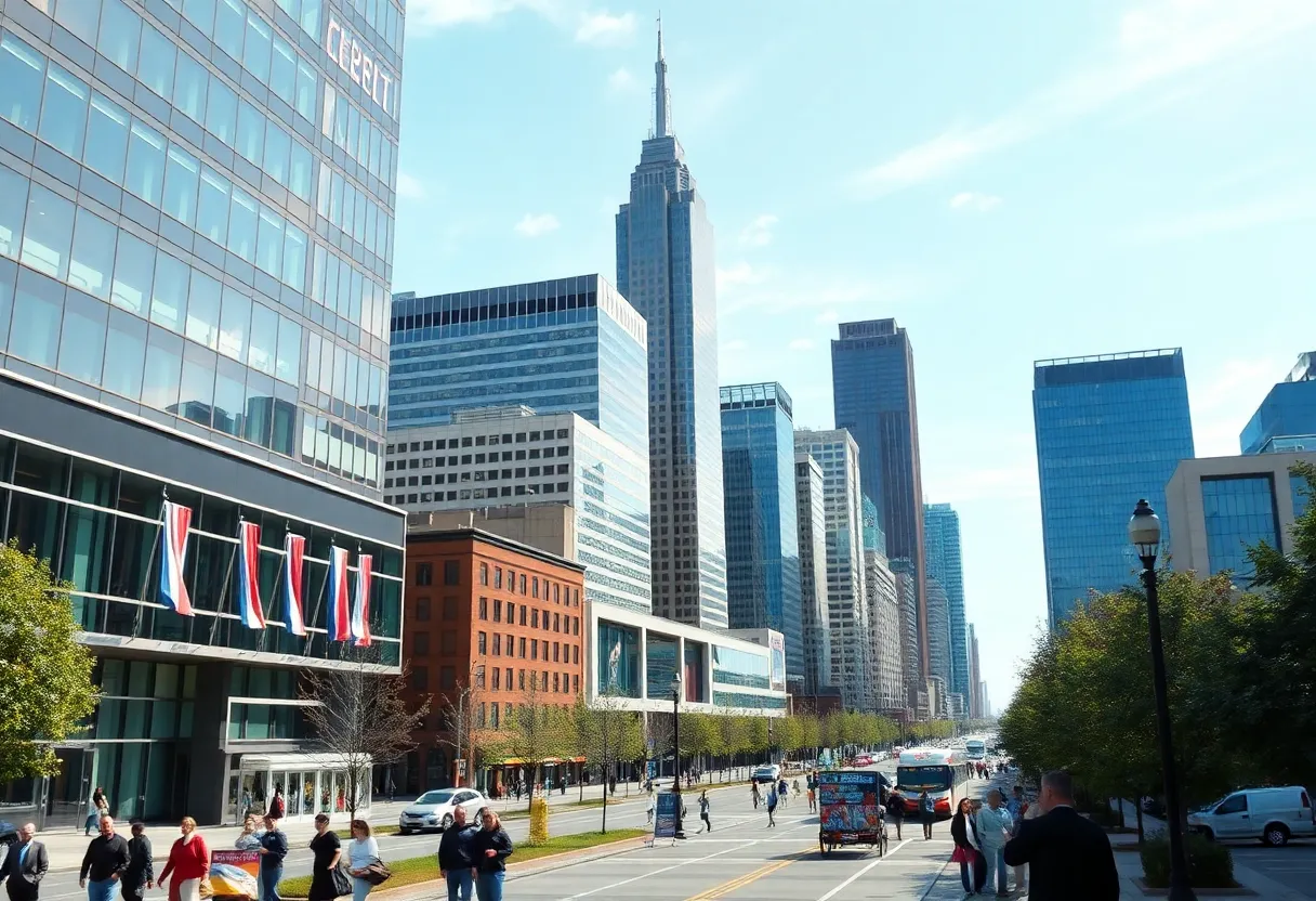 Charlotte skyline with signs of economic development