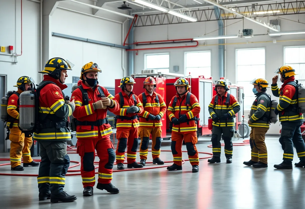 Firefighters training in Urban Search and Rescue at Charlotte Fire Training Academy