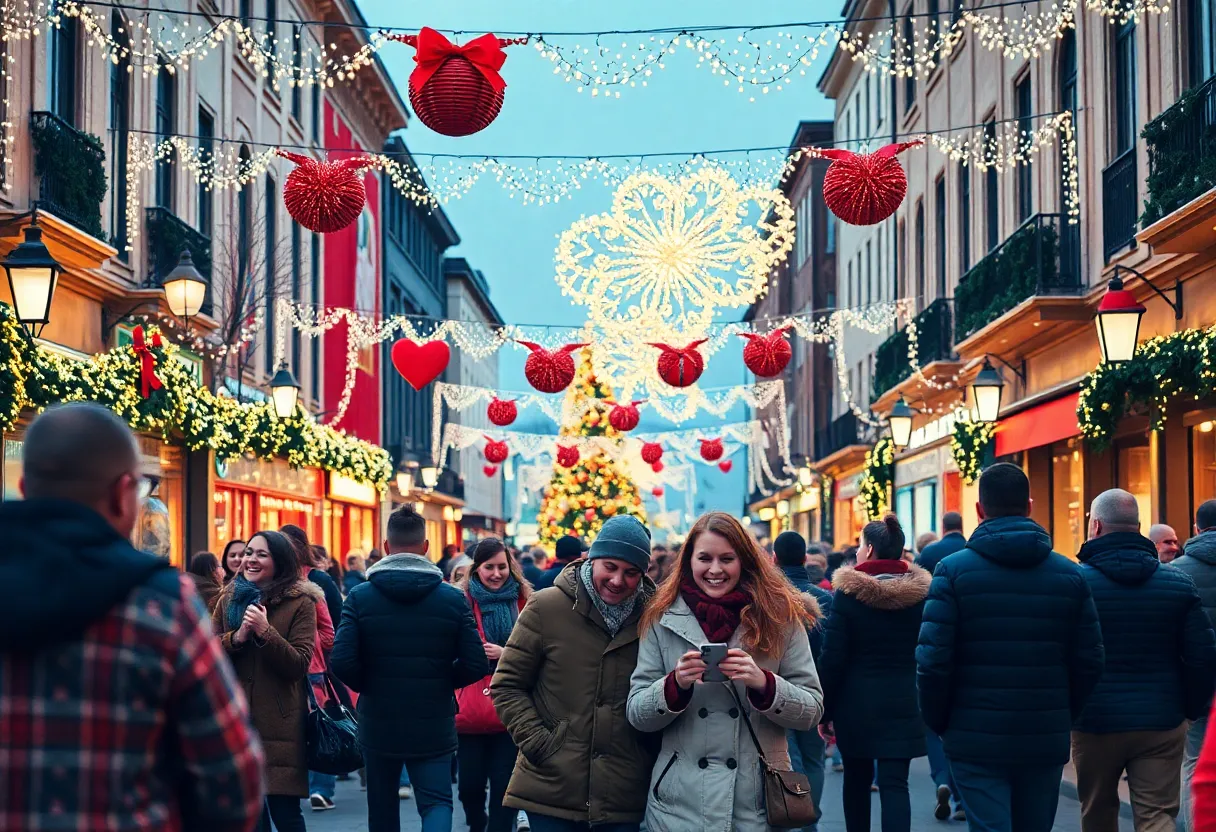 Vibrant holiday celebration in Charlotte with lights and decorations