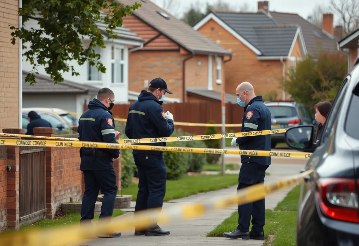 Police officers investigating a crime scene in Charlotte