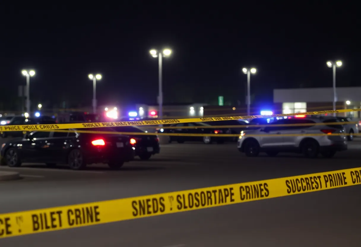 Police investigation scene in Southeast Charlotte parking lot