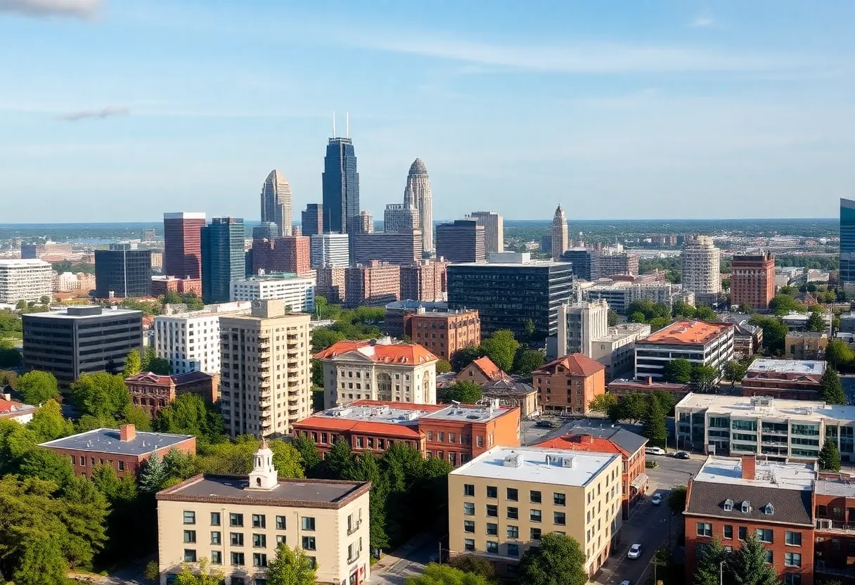 Panoramic view of Charlotte North Carolina highlighting residential buildings