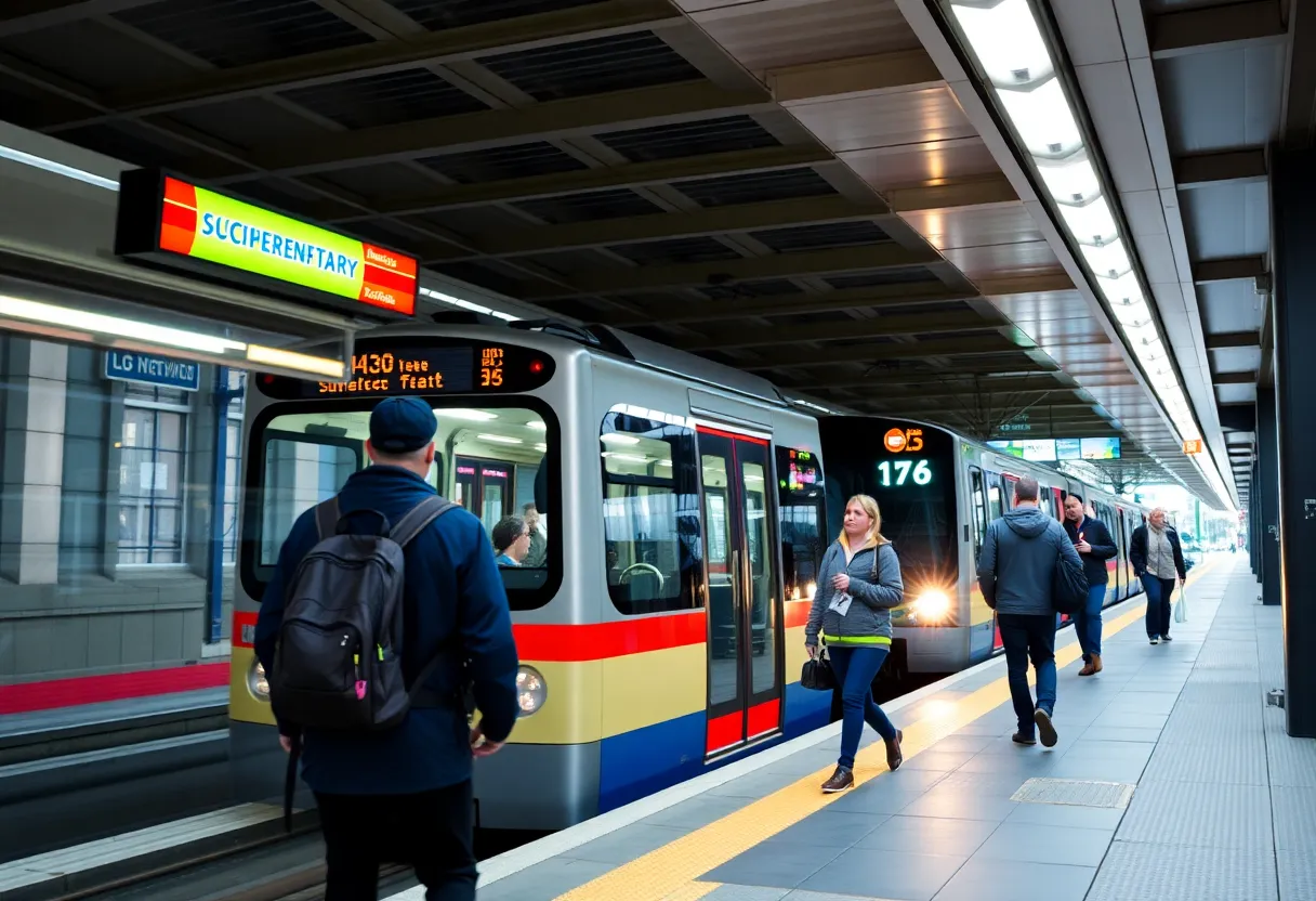 Light rail station in Charlotte, North Carolina with a focus on safety and security.