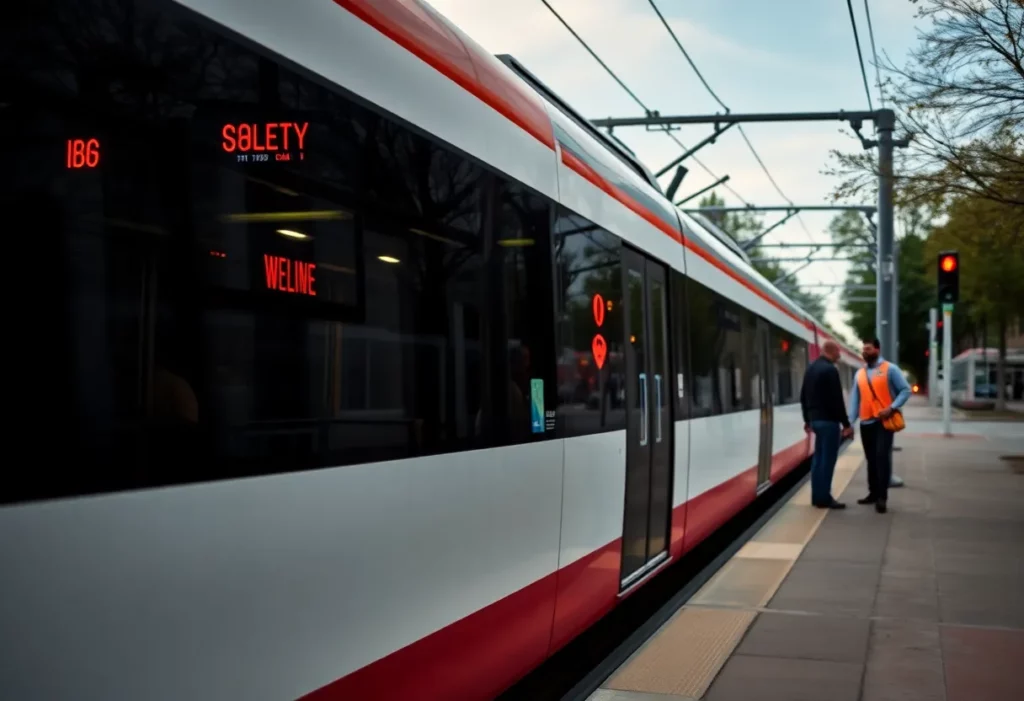 Charlotte light rail train representing public transportation safety