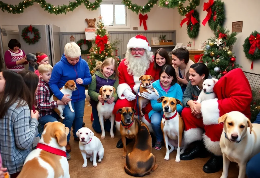 Families interacting with adoptable pets at the Charlotte NC adoption event