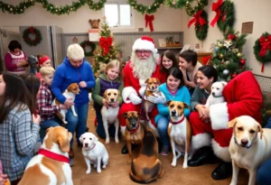 Families interacting with adoptable pets at the Charlotte NC adoption event