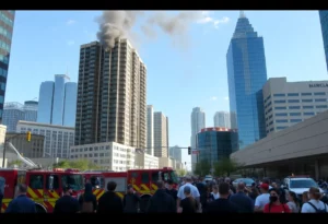 Emergency responders at a fire scene in Charlotte NC with protesters at the airport