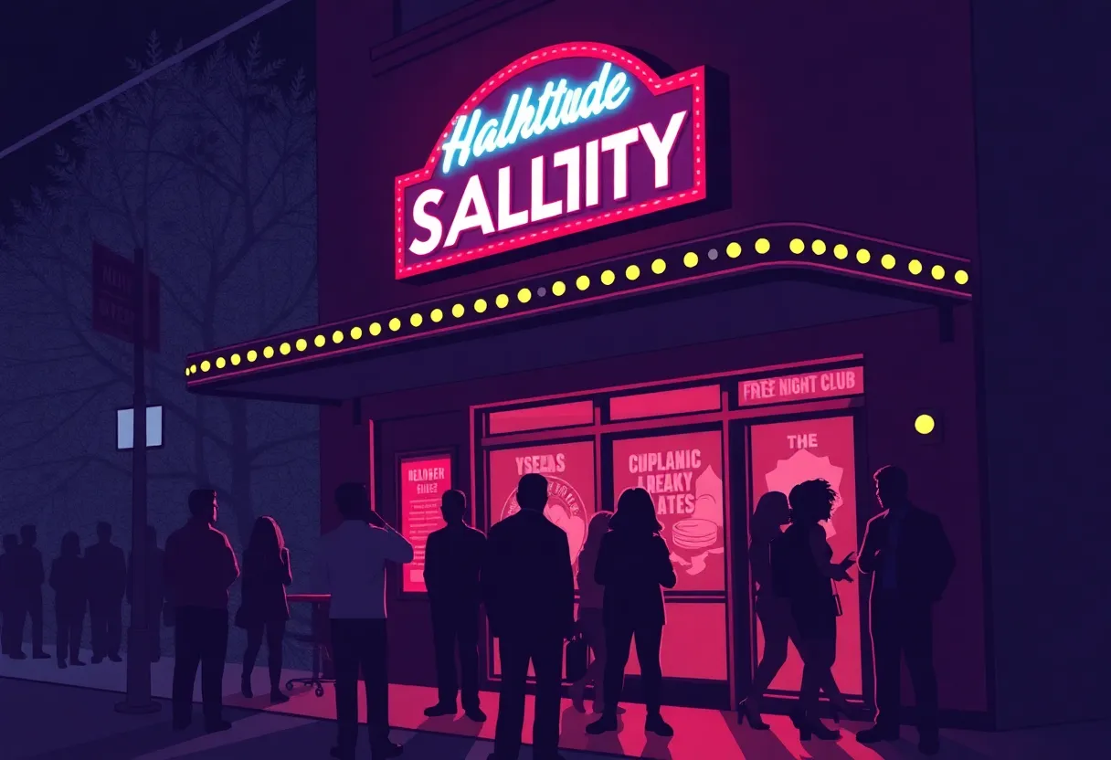 Illustration depicting concerns about nightlife safety in Charlotte