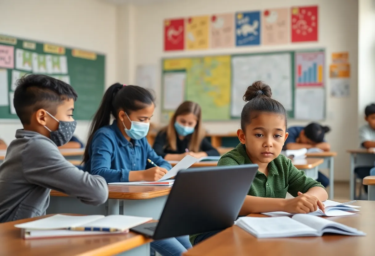Teachers working with students in a classroom setting to improve learning outcomes post-pandemic.