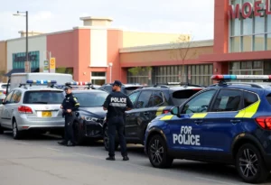 Charlotte police arresting individuals near Northlake Mall due to car break-in attempts.