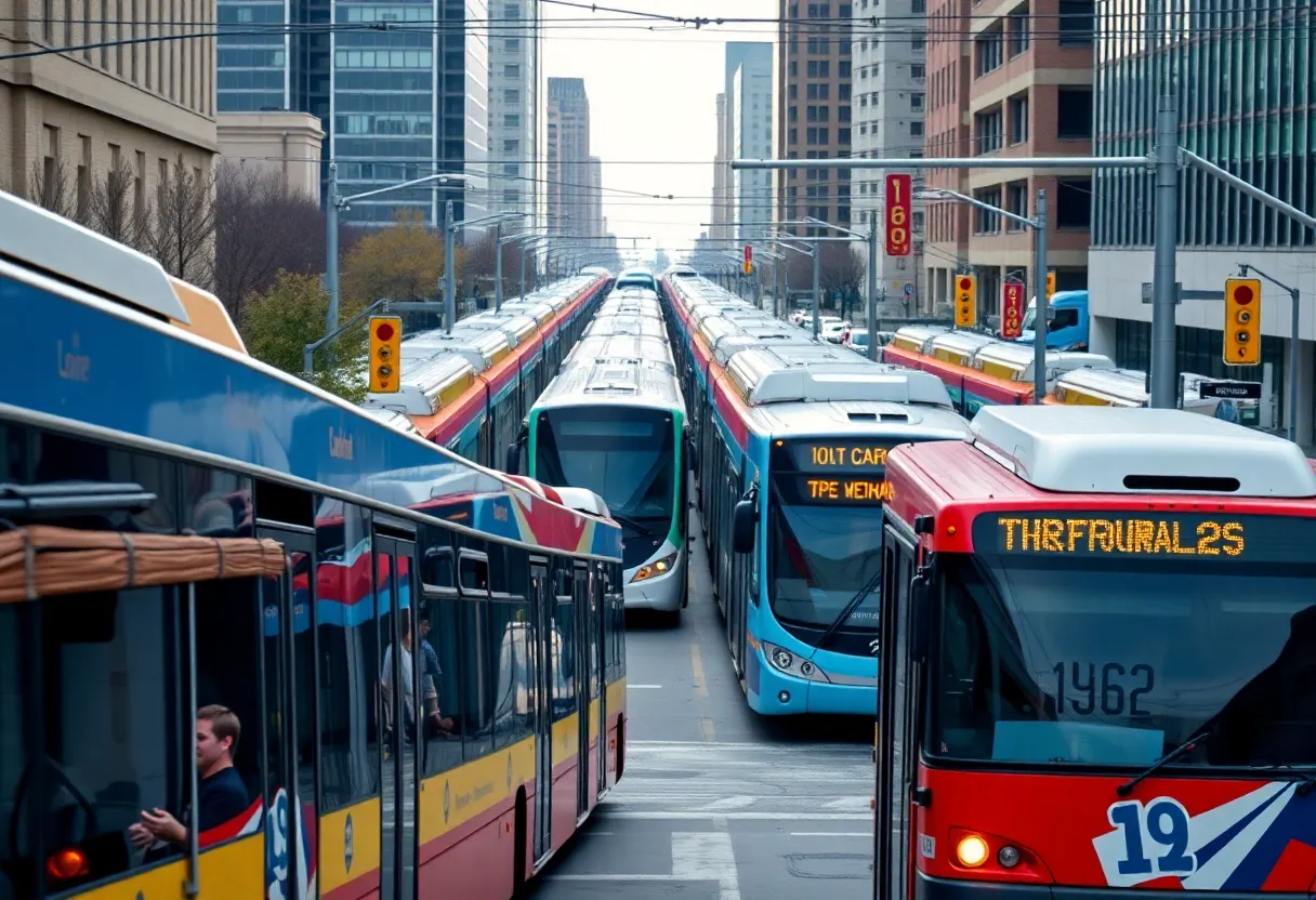 Crowd using public transit in Charlotte
