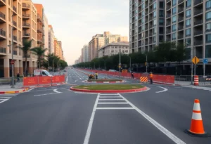 Construction site of roundabouts in Charlotte, dedicated to improving traffic safety.