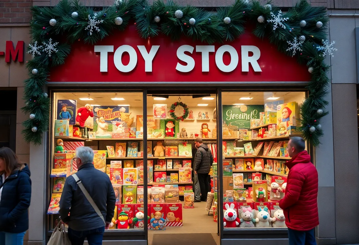 A local toy store in Charlotte decorated for the holidays