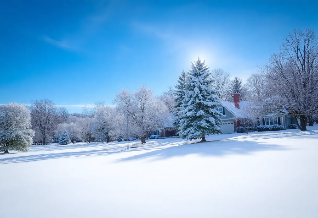 A snowy landscape depicting winter conditions in Charlotte, NC.