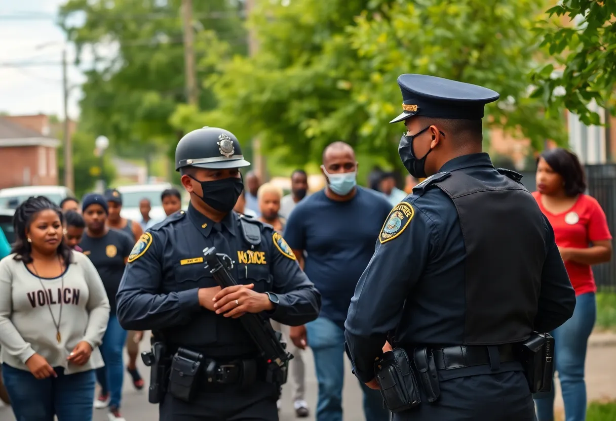 Interaction between community members and law enforcement in Charlotte amid immigration enforcement operation.