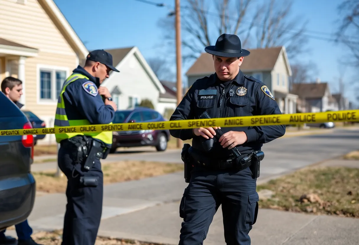 Law enforcement officers at the site of a child exploitation investigation