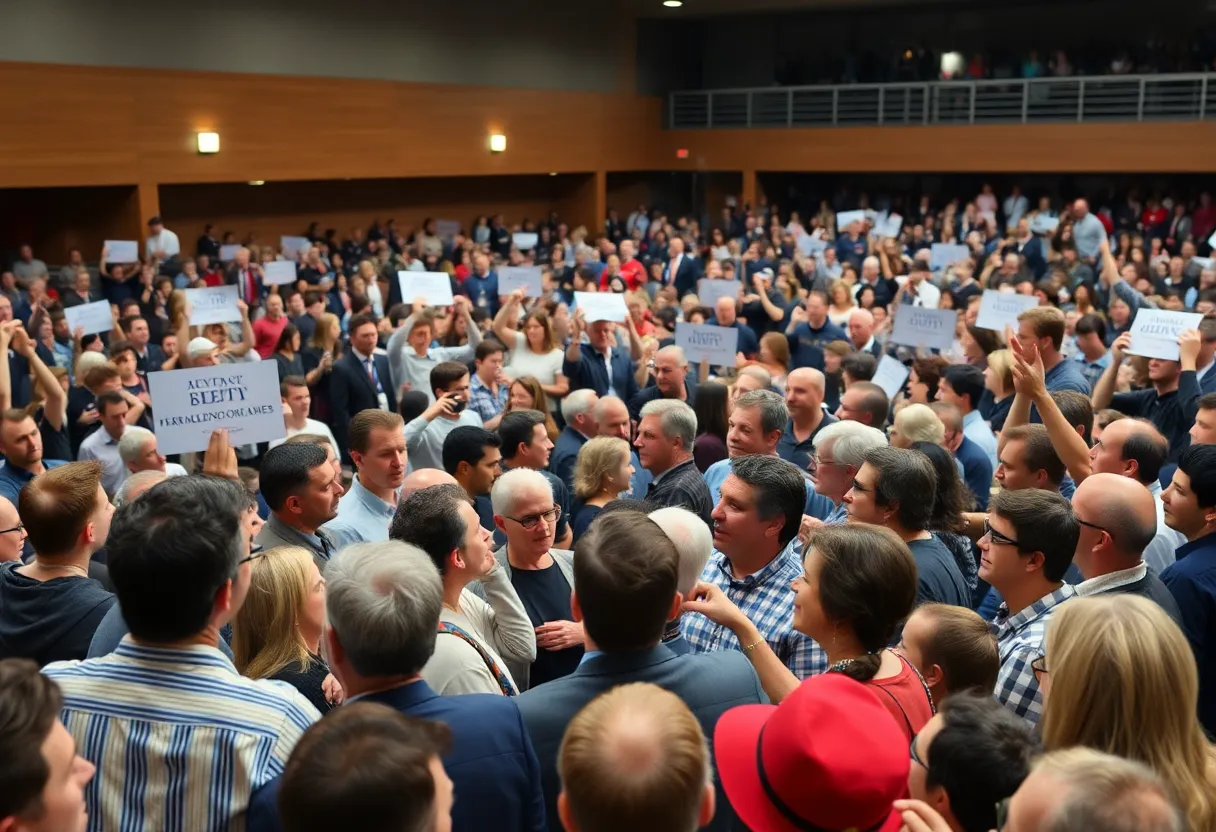 Crowd at a political rally showing civic engagement
