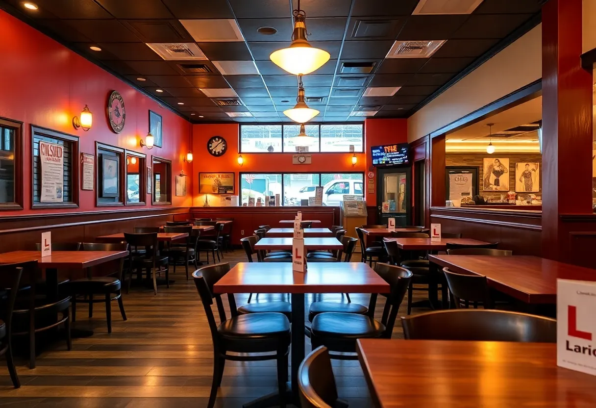 Interior of a closed restaurant in SouthPark, Charlotte