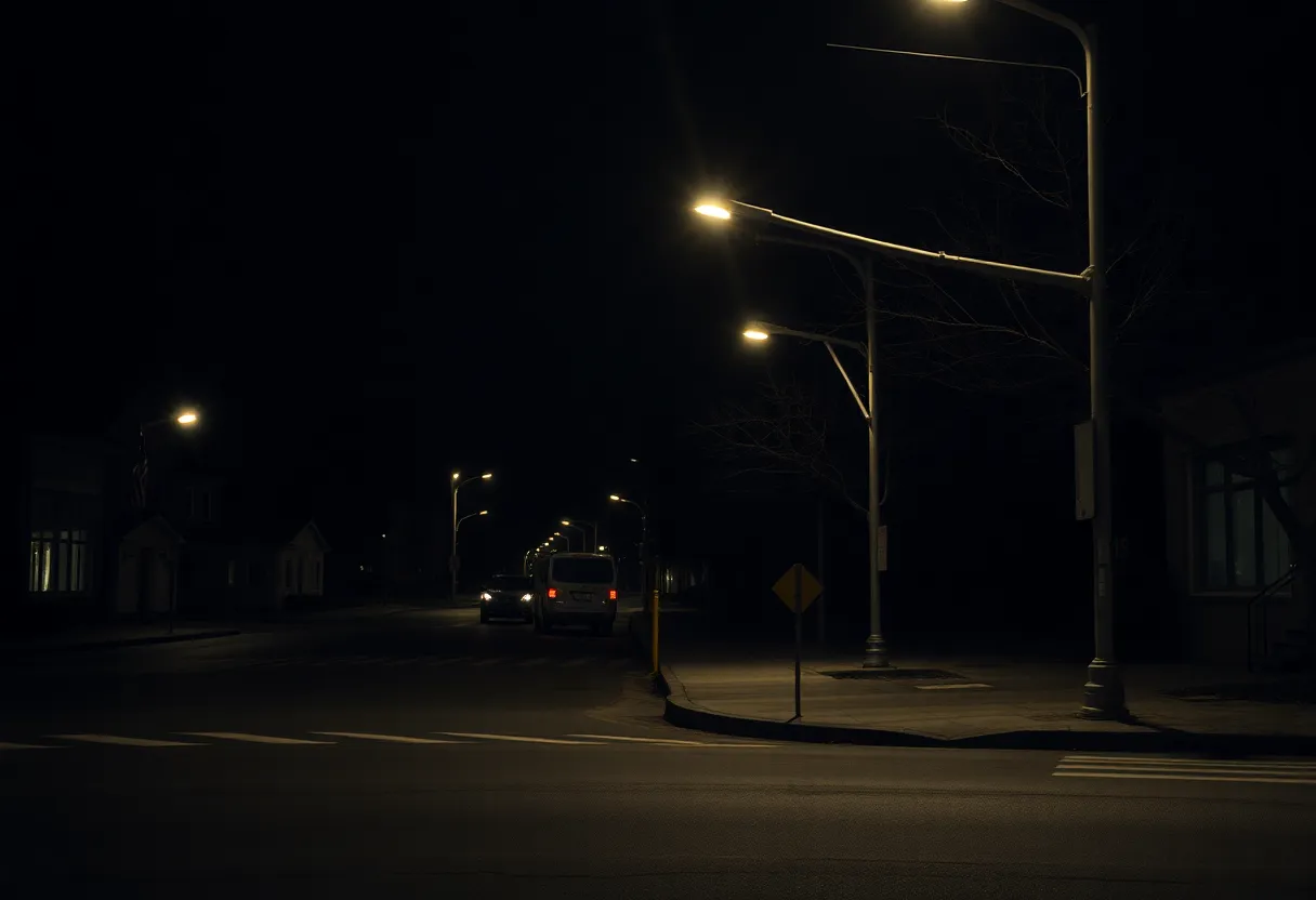 Street corner at night symbolizing an unsolved cold case.