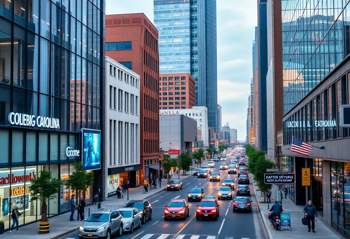 Aerial view of Columbia South Carolina highlighting business growth.