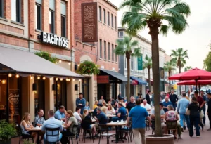 A vibrant street scene in Columbia SC featuring local restaurants and shops