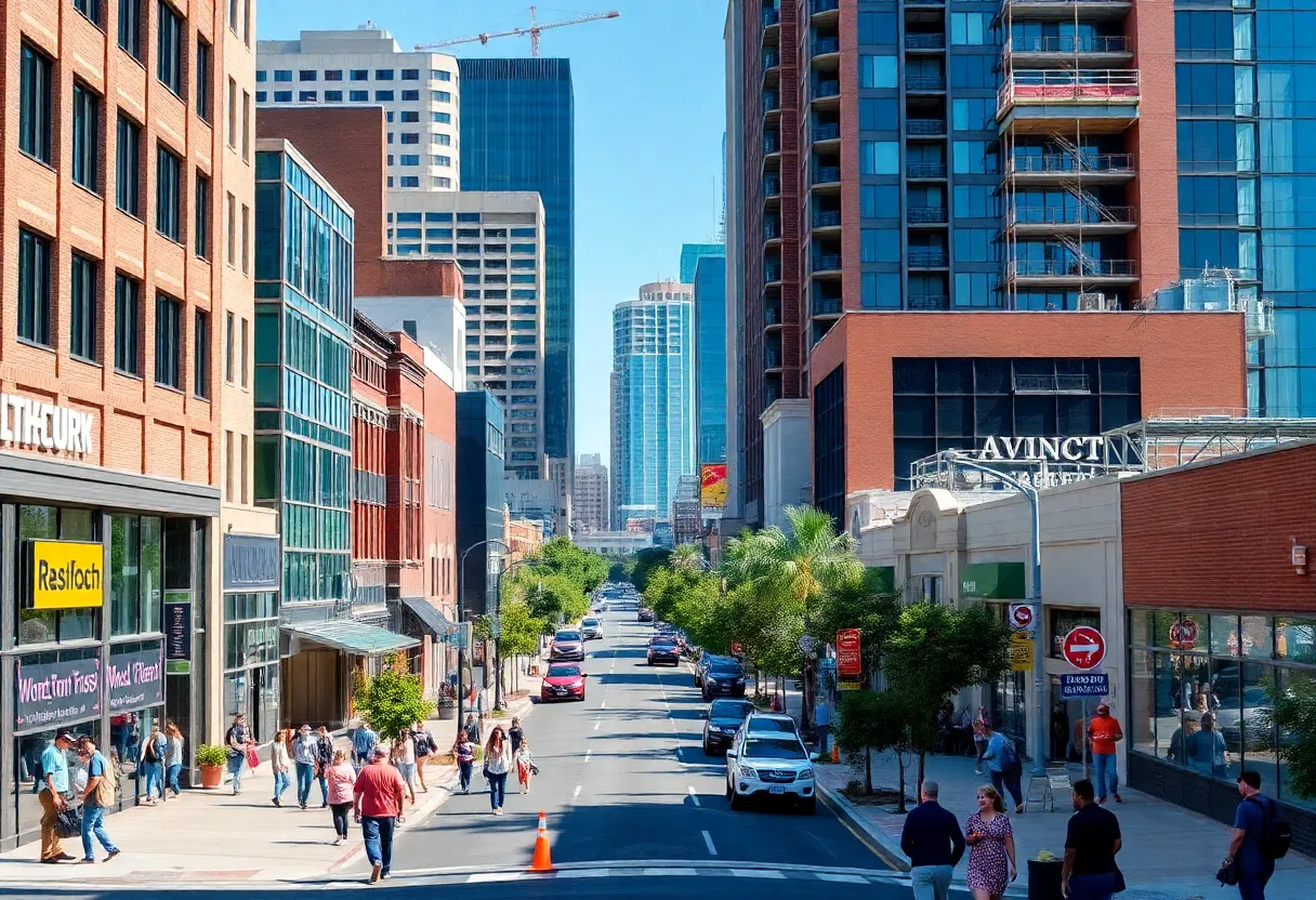 Economic growth in Columbia SC with urban development and active community