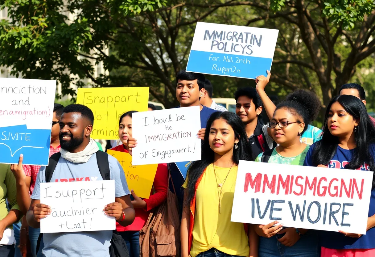 Community members participating in immigration advocacy and support