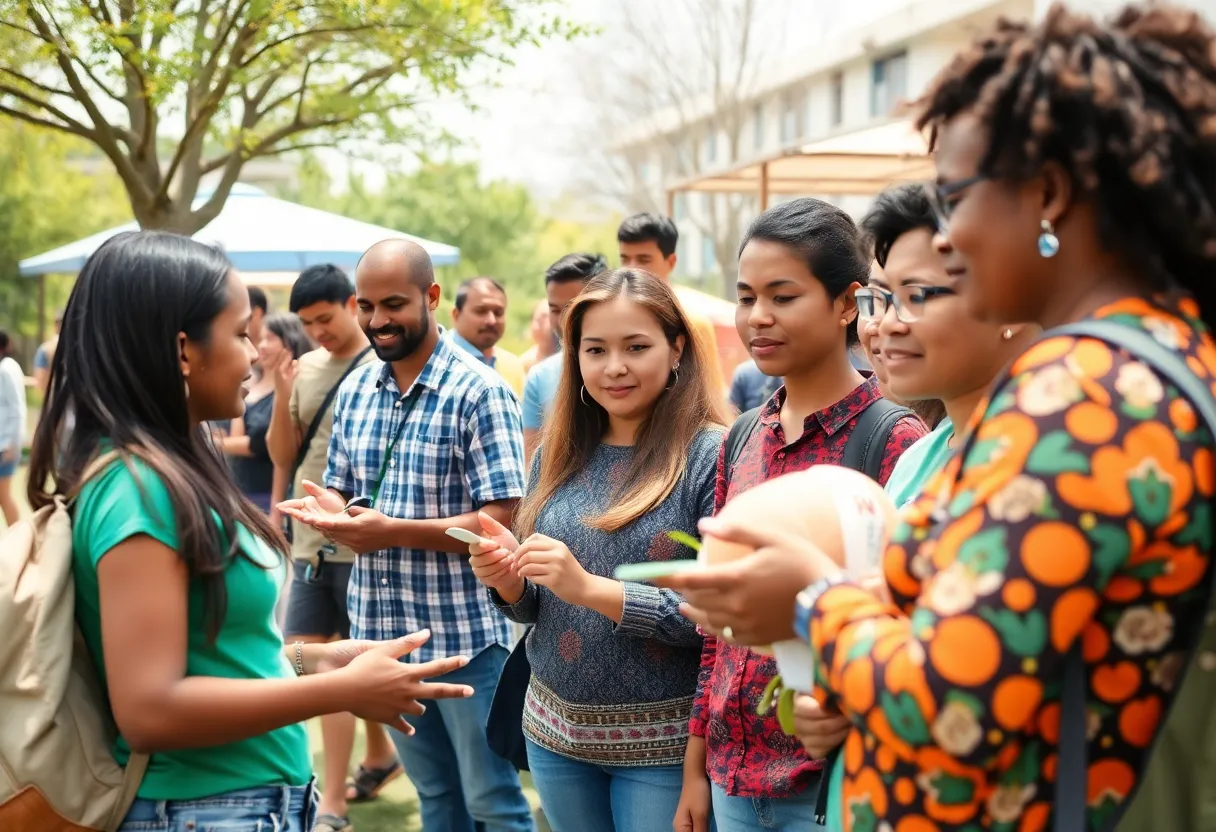 Community members participating in an environmental health awareness event