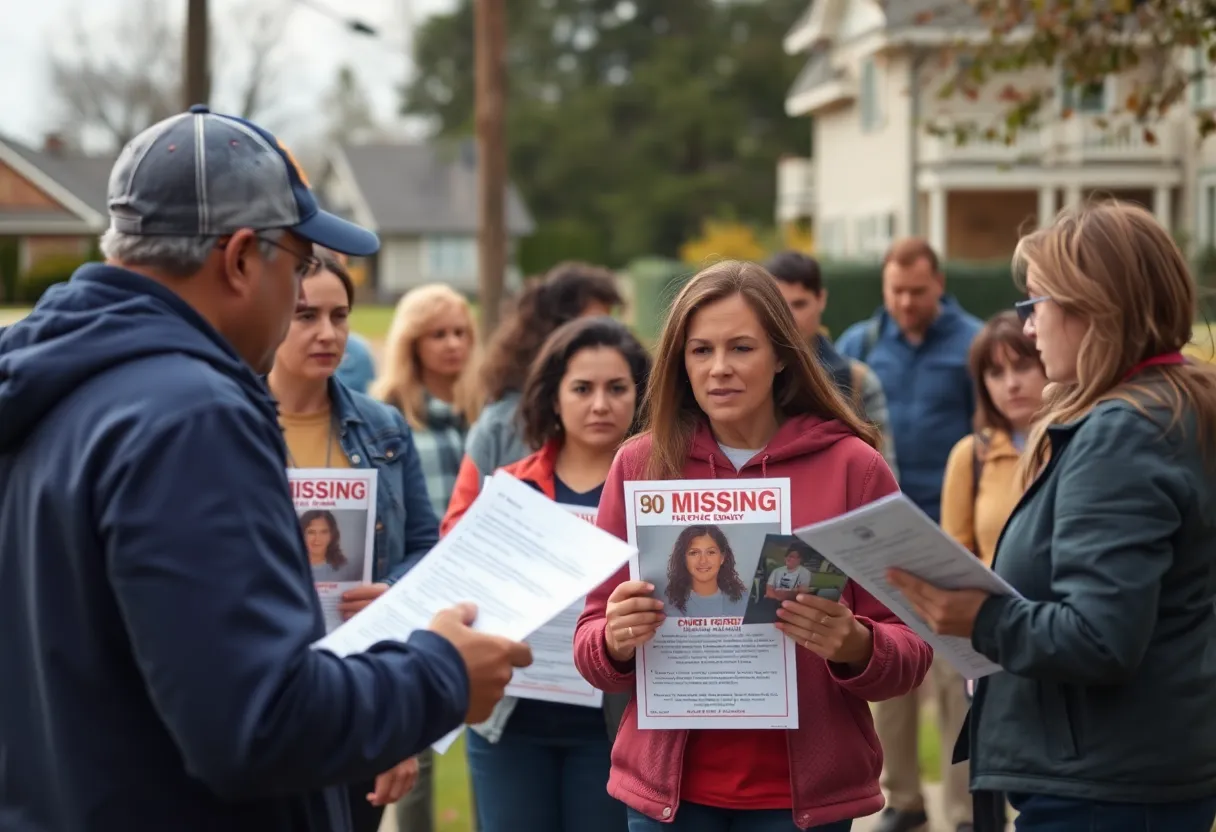 Volunteers searching for a missing mother in the community