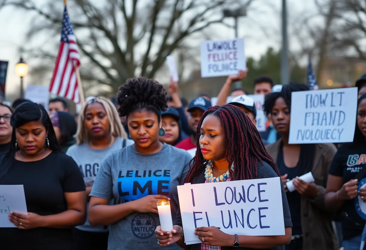 Community members gathering to support local law enforcement