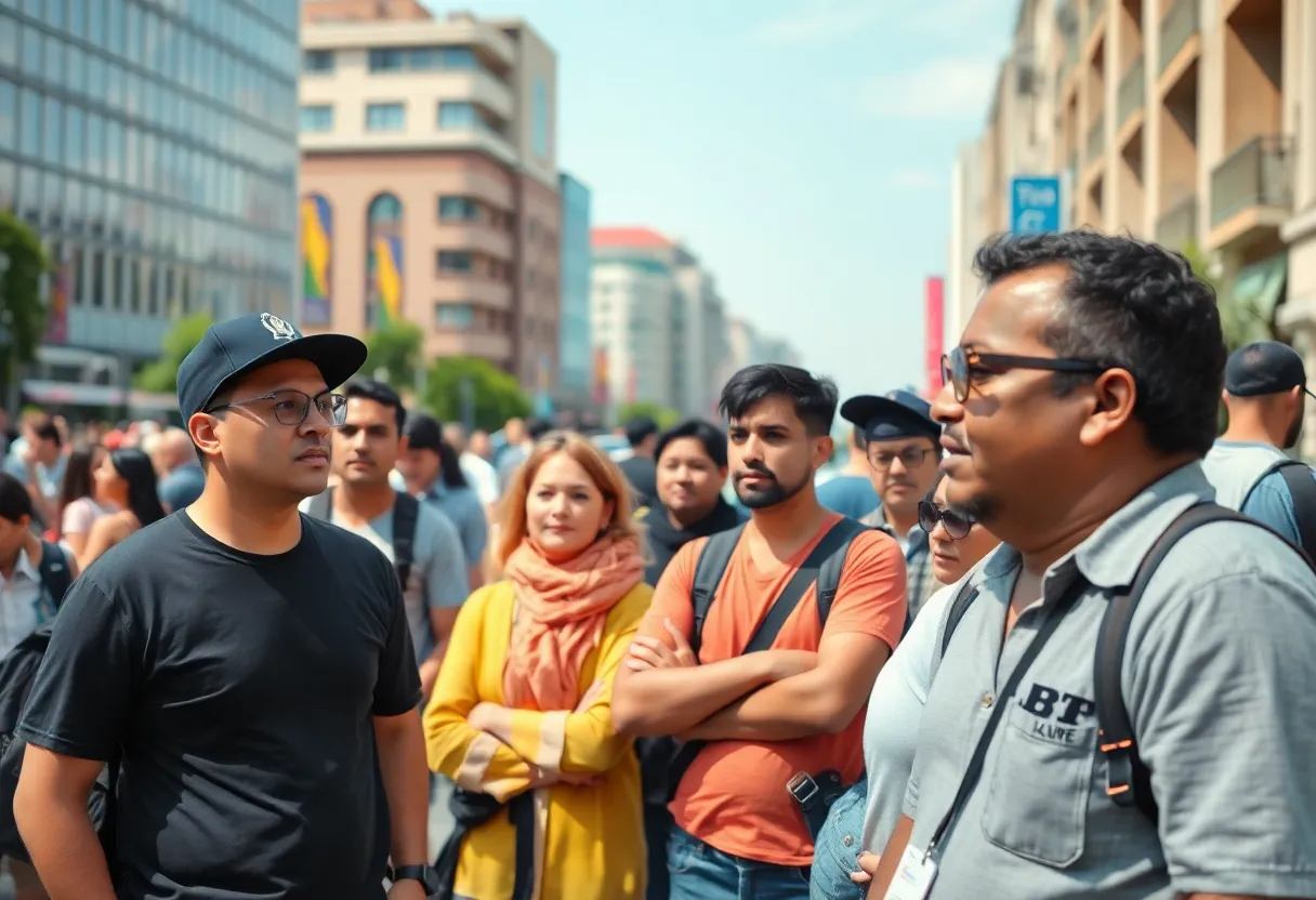 Citizens participating in community watch program