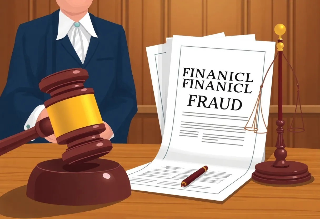 Courtroom depicting justice for fraud case