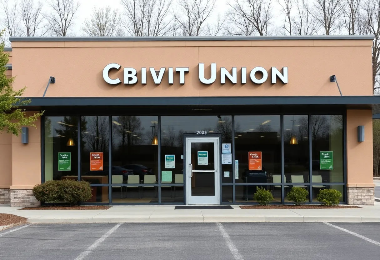 Exterior of a North Carolina credit union facing operational challenges.