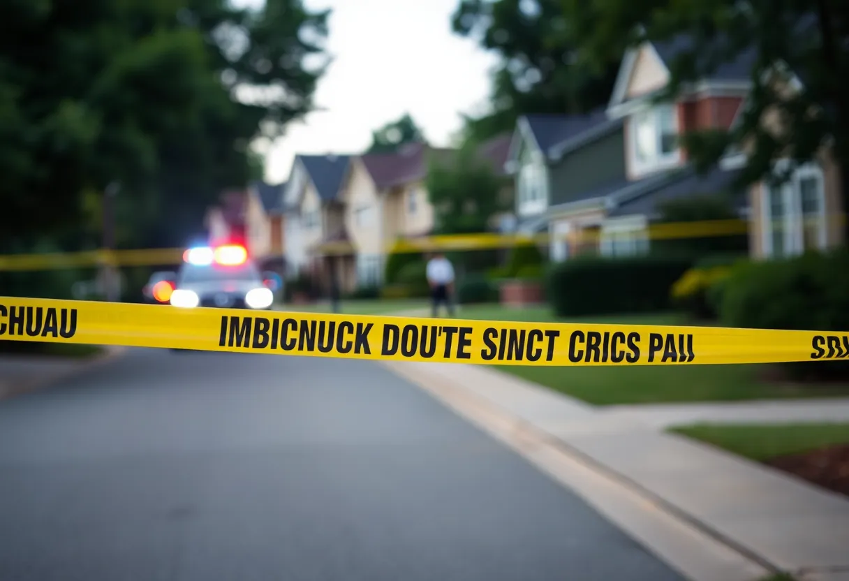 Police lights and crime scene tape at a shooting incident in East Charlotte